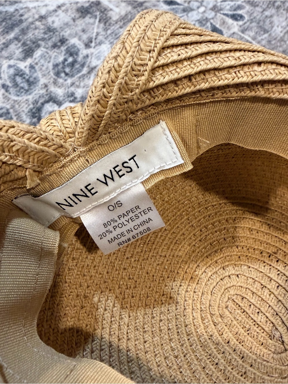 Nine West Tan Wide-Brim Straw Sun Hat with Knot Accent - Picture 3 of 4